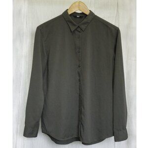Uniqlo Dark Gray Button Down Shirt M Rayon